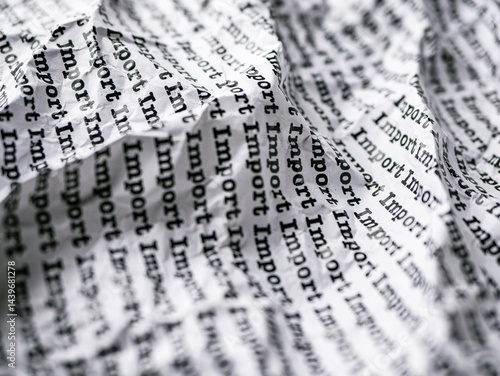 Wallpaper Mural Words Import Seamless print on Crumpled paper for trading export import business tax background. Torontodigital.ca