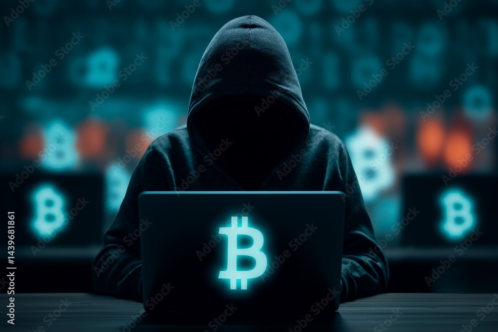 Cybersecurity Hacker with Bitcoin Concept