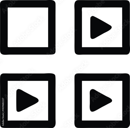 Play and Pause Icons: The visual language of media comes alive in a set of minimal play and pause icons. The images convey the essence of content control with clean simplicity.