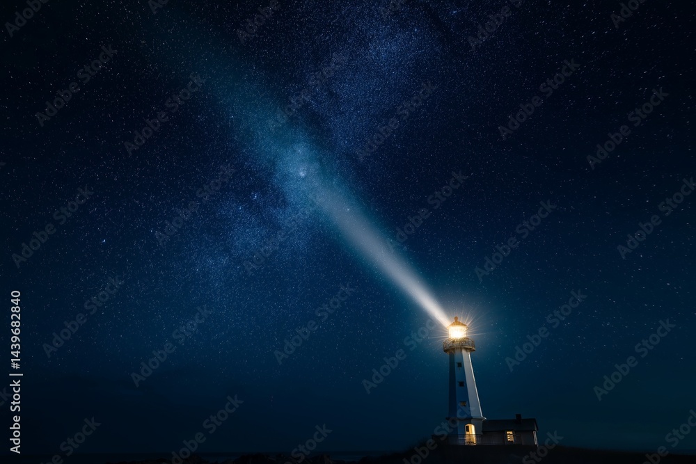 Lighthouse Beams Light into Night