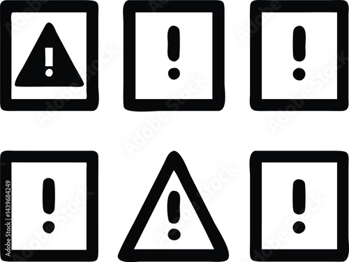 Warning Signs: A set of warning signs, showcasing varied symbol designs, indicating a call for vigilance and awareness, conveying crucial information with clarity.