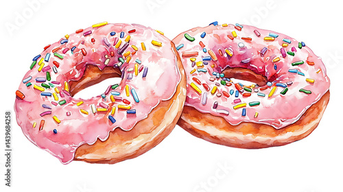 Wallpaper Mural Delicious frosted pink donuts with sprinkles Torontodigital.ca