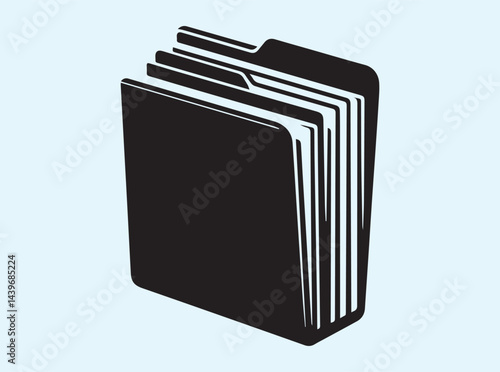 Black Folder Icon in Silhouette Style