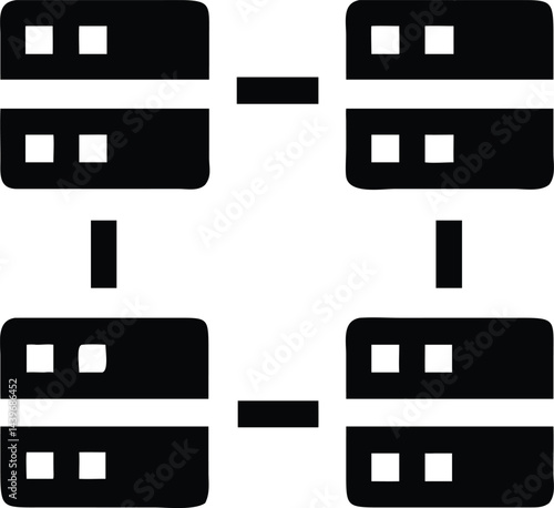 Database Synchronization: A clean and efficient illustration depicting the synchronization process between two databases. Data mirroring, data replication, data consistency.