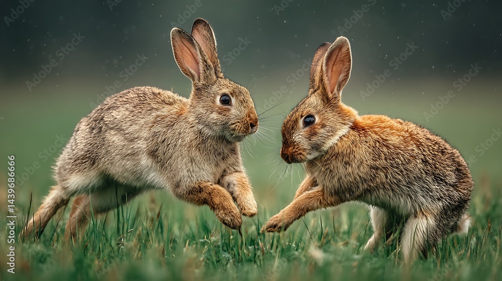 Fototapeta premium Two rabbits playing