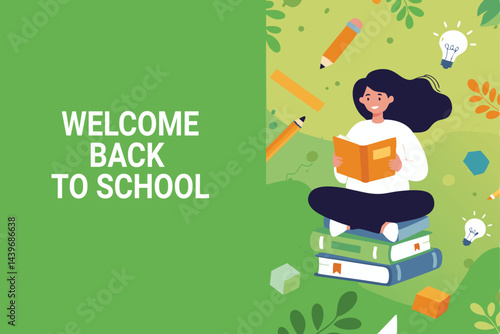 Welcome Back to School - Reading Student Illustration

