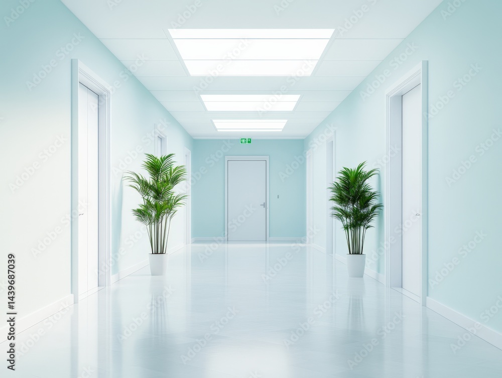 Fototapeta premium Hospital hallway with plants