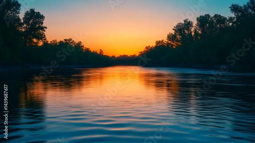 Wallpaper Mural Sunset over the River: A Serene Landscape Photography Torontodigital.ca