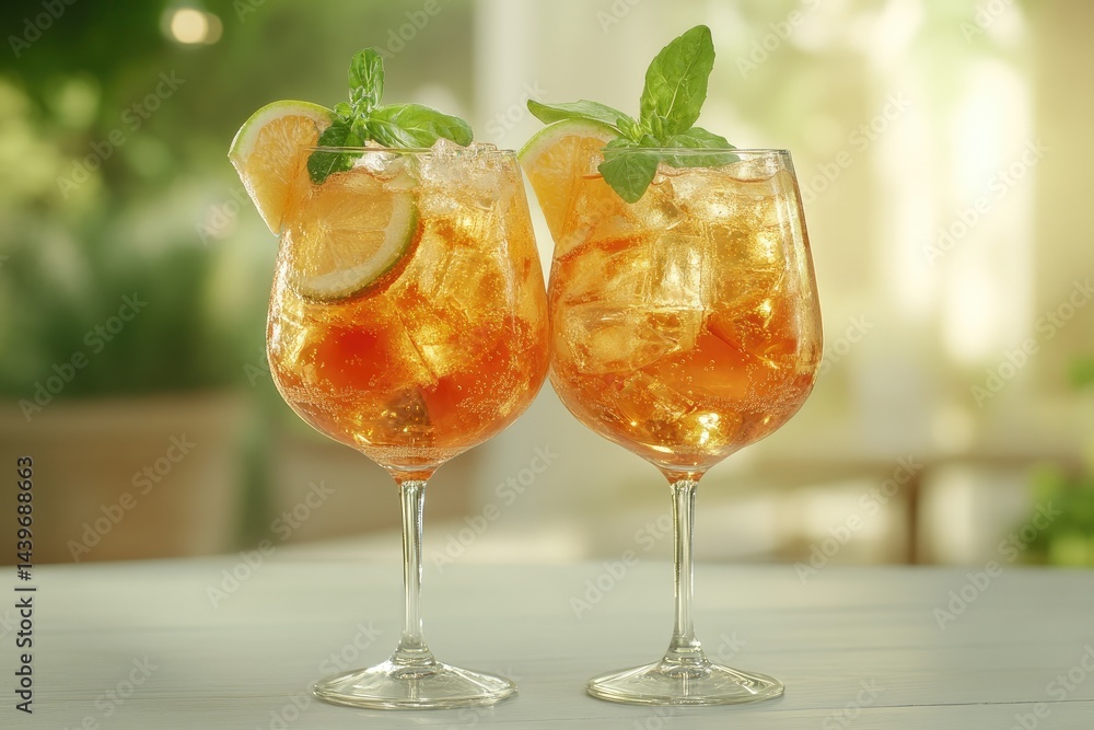 Two Aperol Spritz Cocktails Two Aperol Spritz Cocktails