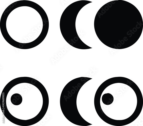 Lunar Cycle Illustration: Captivating visual representation of the lunar cycle, showing moon phases from new to full, perfectly capturing the celestial dance of light and shadow.