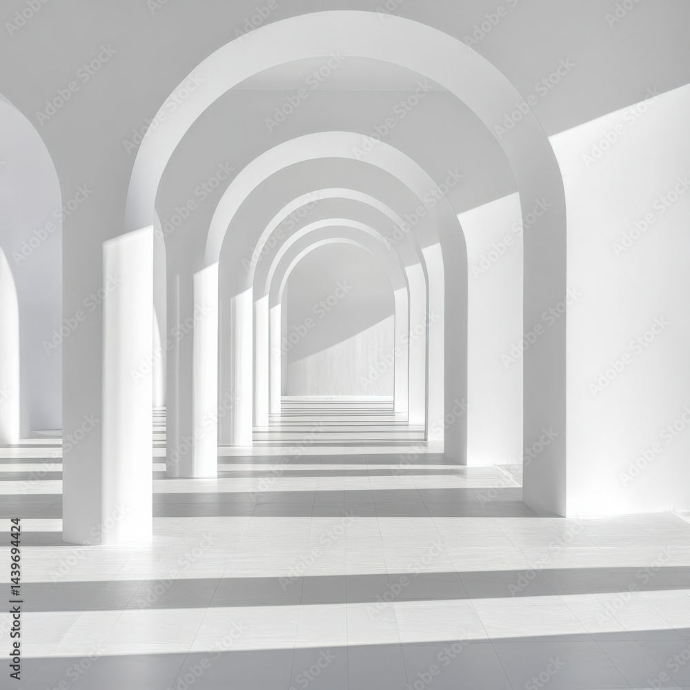White arches with light and shadows White arches with light and shadows