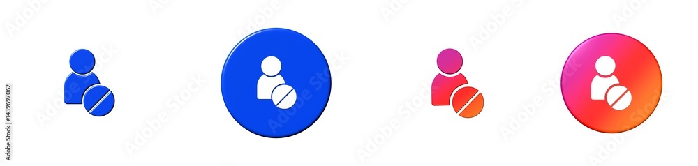 block user social media interactions 3D icon block user social media interactions 3D icon