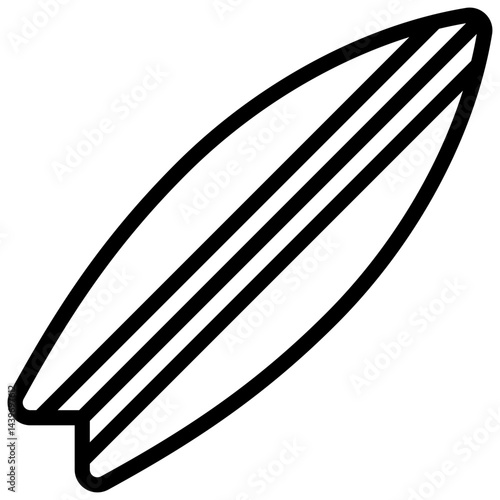 Surf board. Editable stroke vector icon.
