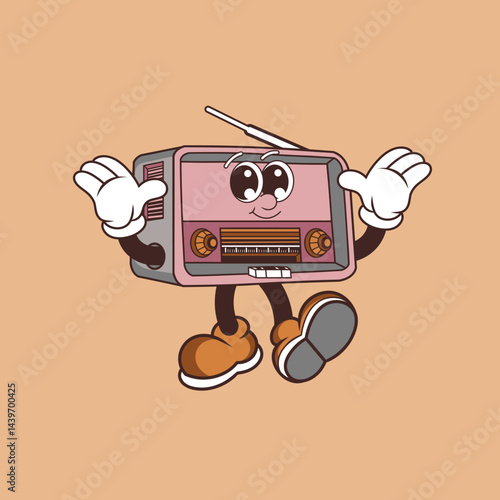 Retro character design from happy radio