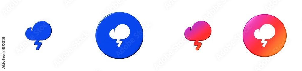 cloud lightning phosphor 3D icon cloud lightning phosphor 3D icon