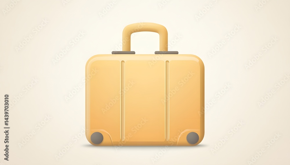 A simple yellow travel suitcase with a sturdy upright handle A simple yellow travel suitcase with a sturdy upright handle