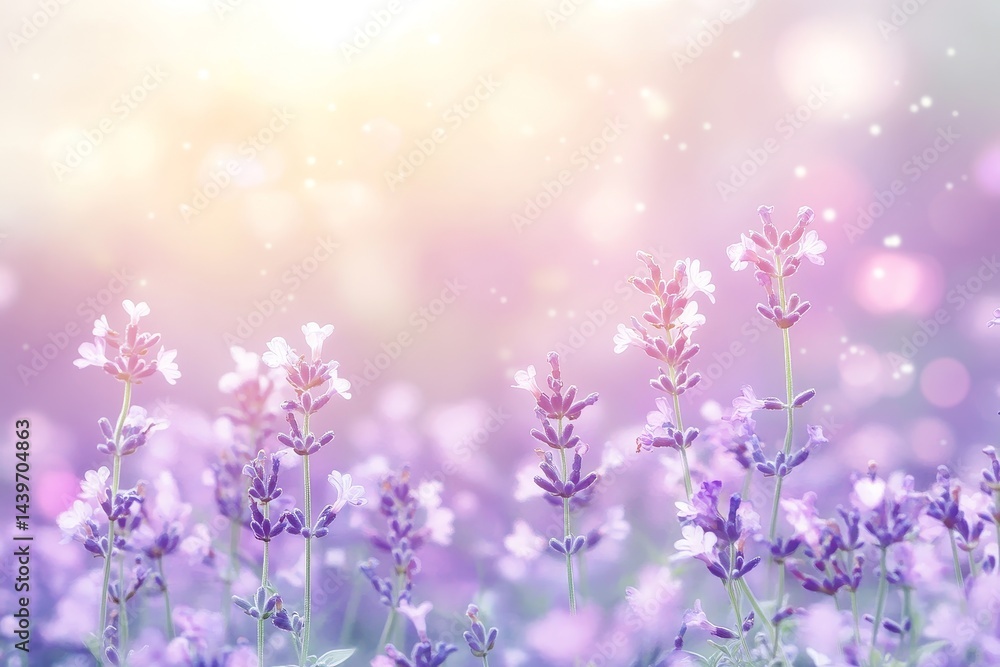 Fototapeta premium Delicate lavender blossoms in a soft, pastel color scheme.