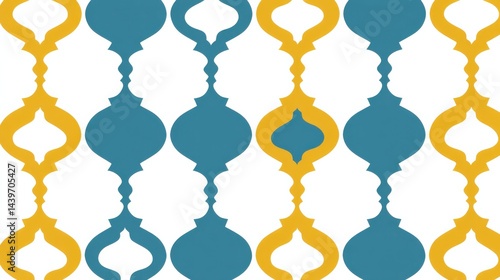 Abstract Seamless Pattern Featuring Silhouettes and Geometric Shapes