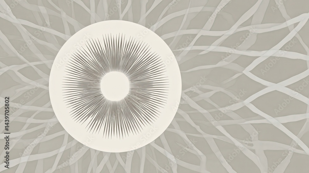 Abstract Sunburst Design with Soft Lines and Circular Elements