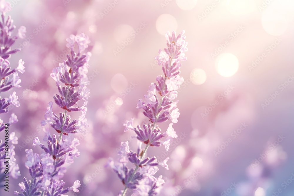 Obraz premium Soft focus lavender blossoms in pastel light.