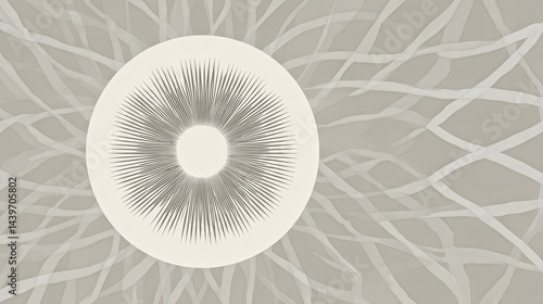 Obraz na płótnie Abstract Sunburst Design with Soft Lines and Circular Elements w salonie