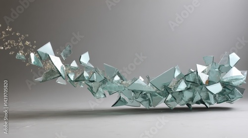 Obraz na płótnie Abstract Shattered Glass Formation with Dynamic Flow and Light Reflection w salonie
