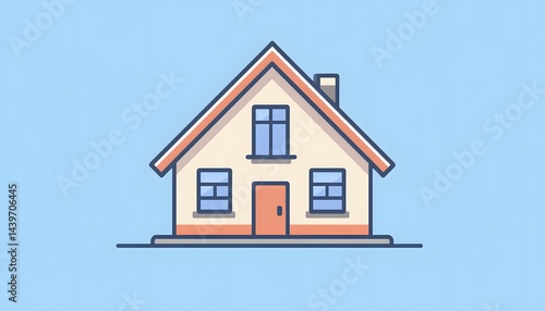 Wallpaper Mural An illustrated front view of a simple house on a blue background Torontodigital.ca