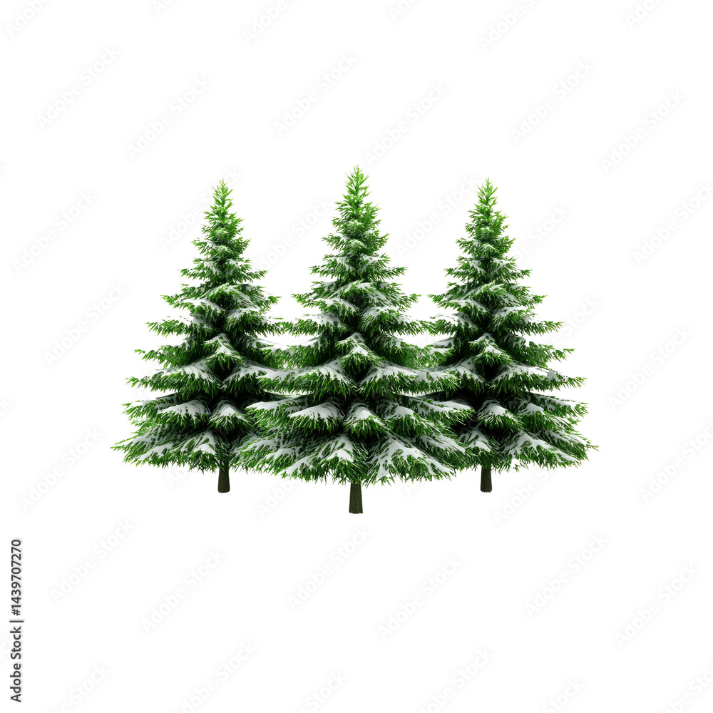Three Snow-Covered Evergreen Trees in Winter Wonderland Three Snow-Covered Evergreen Trees in Winter Wonderland