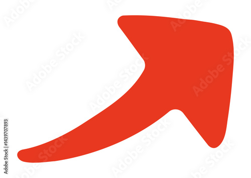 手描き風の右に上昇する赤い矢印アイコン  Hand-drawn Red Upward Arrow