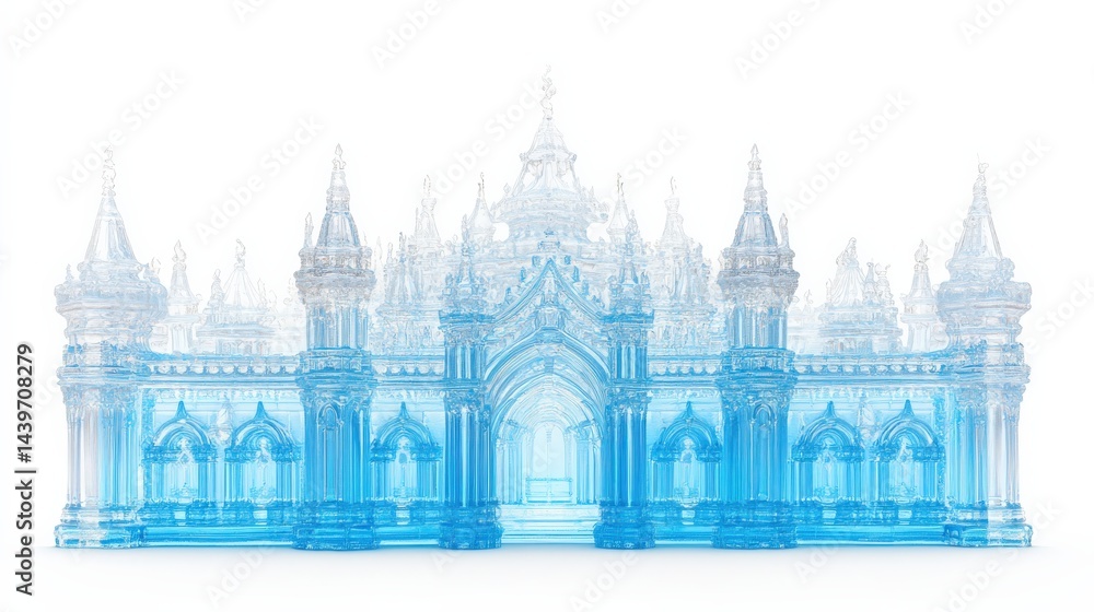 Obraz premium Elegant translucent blue castle with artistic architectural design