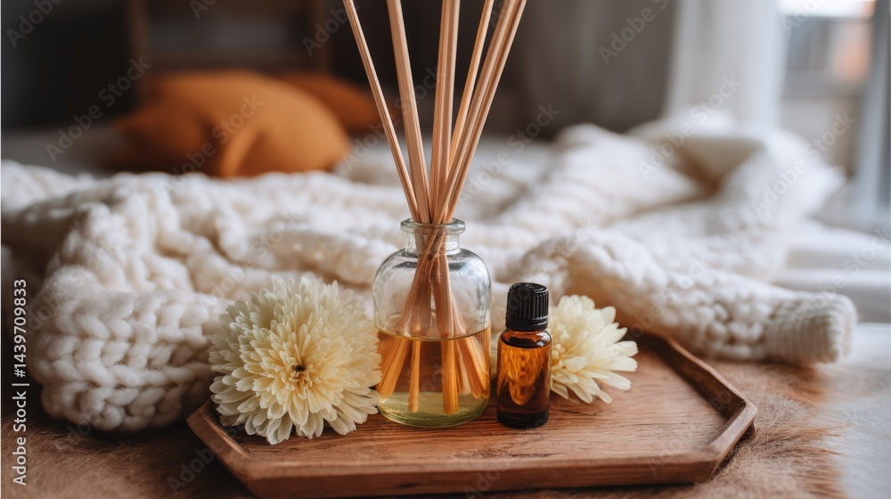 Aromatherapy Diffuser with Sticks and Natural Decor for Relaxation