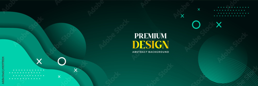 Premium Abstract Green Wave Background with Modern Minimalist Elements