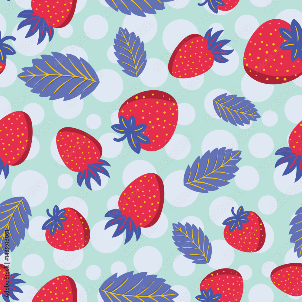 Strawberries and leaf vector seamless pattern design Strawberries and leaf vector seamless pattern design
