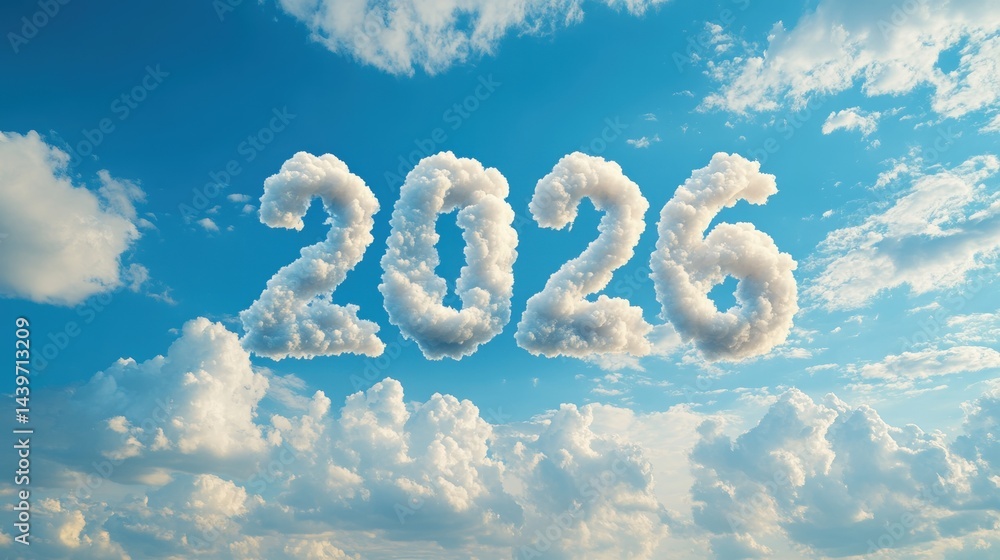 Fototapeta premium Clouds form the year 2026 in the sky