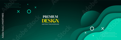 Obraz na płótnie Premium Abstract Green Wave Background with Modern Minimalist Elements w salonie
