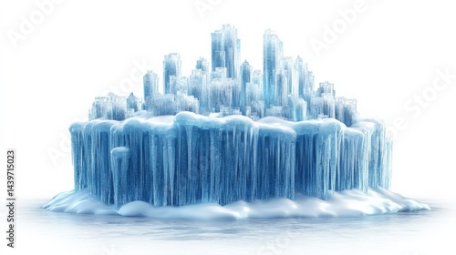 Frozen Cityscape with Icy Structures and Snowy Landscape