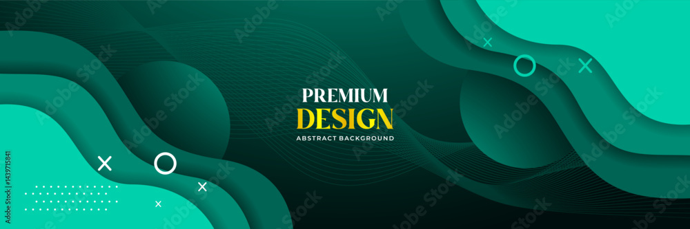 Premium Abstract Green Wave Background with Modern Minimalist Elements