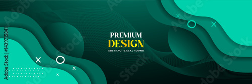 Obraz na płótnie Premium Abstract Green Wave Background with Modern Minimalist Elements w salonie
