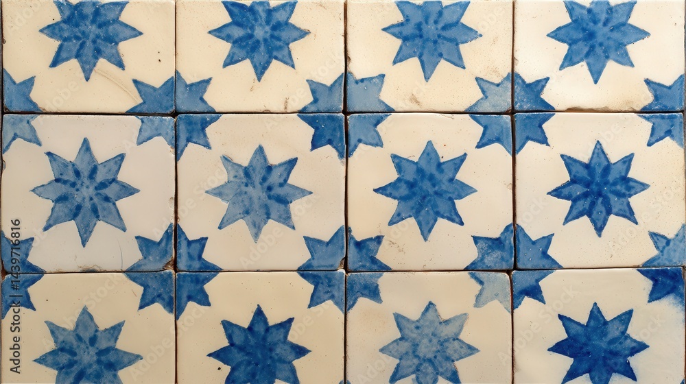 Blue and White Star Pattern Tile Design for Home Decor Projects