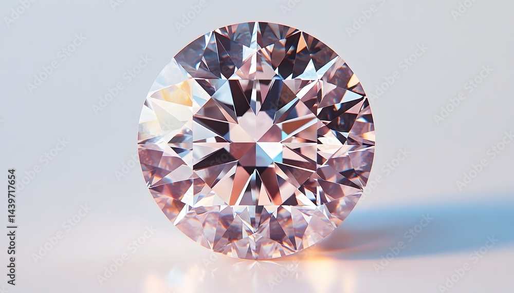 A single round diamond gemstone with many reflective facets is shown