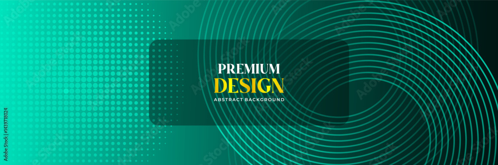 Modern Abstract Green Circular Lines and Dotted Halftone Background