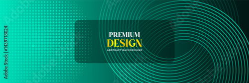 Modern Abstract Green Circular Lines and Dotted Halftone Background
