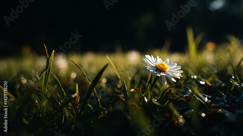 Obraz na płótnie Daisy in a grassy field park setting on a sunny day w salonie