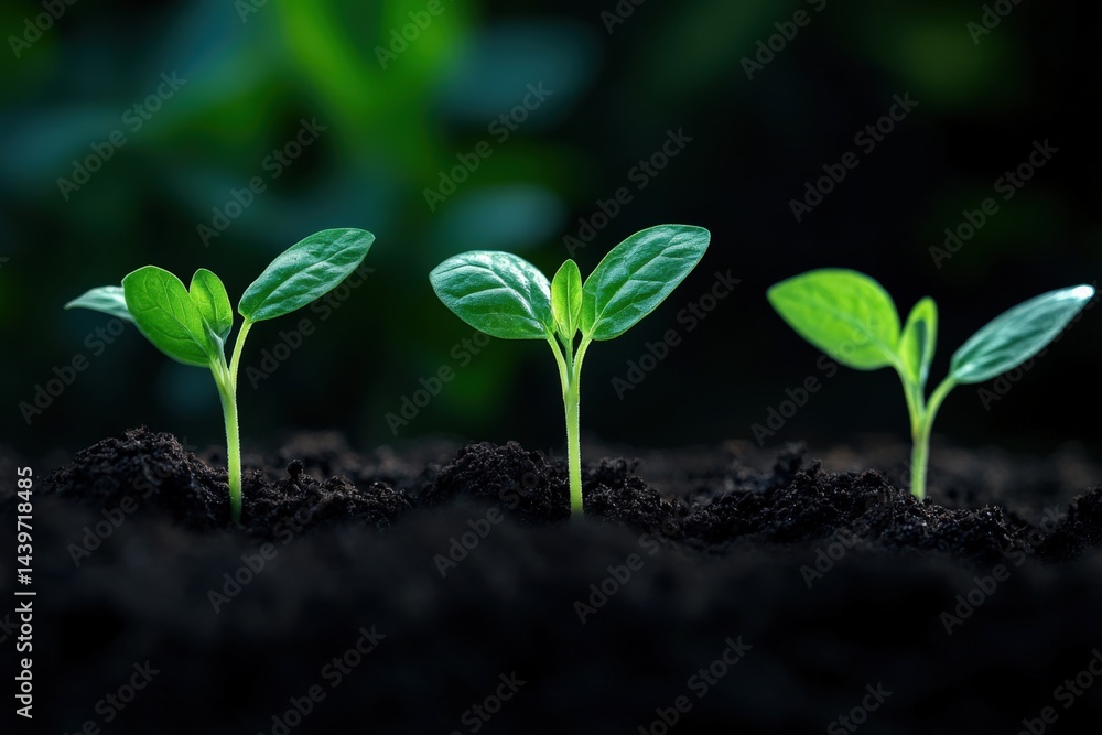 Green seedlings growing in soil Green seedlings growing in soil
