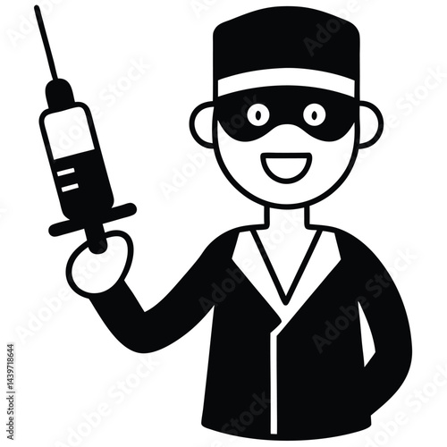 cartoon anesthesiologist with a mask and syringe