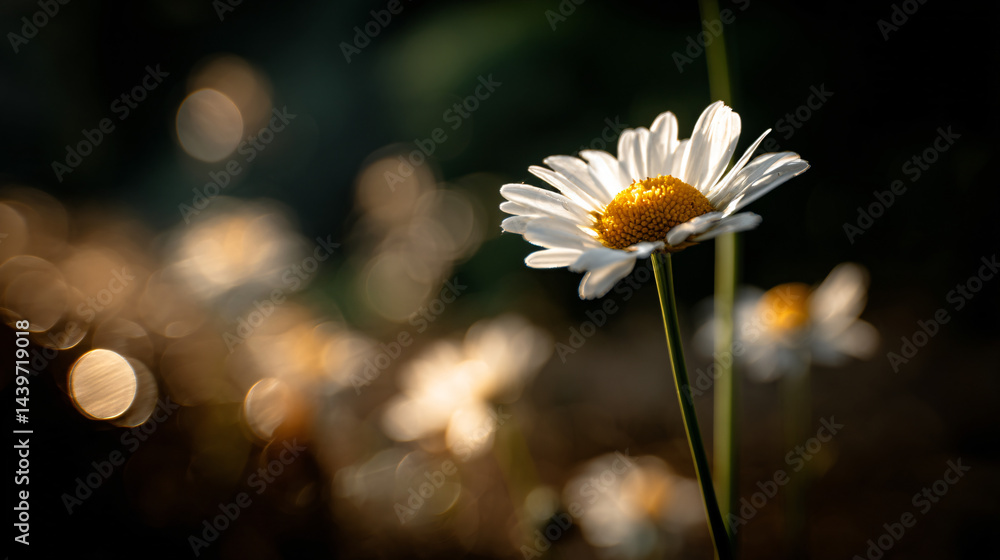 Daisy in bloom with bokeh background