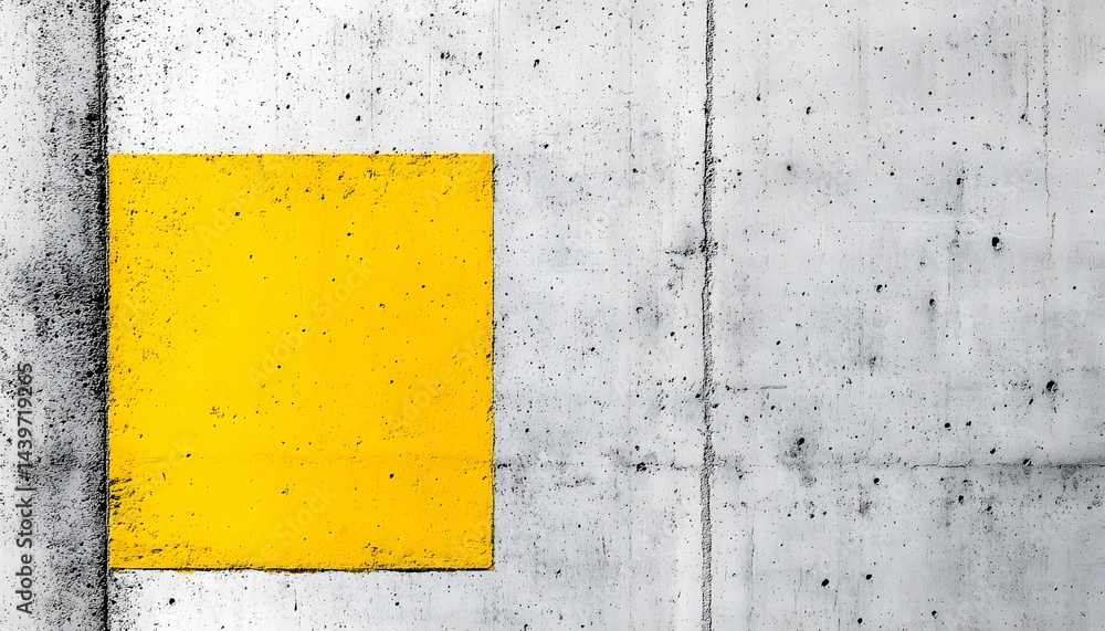 A Bright Yellow Square Stands Out on a Concrete Wall Surface