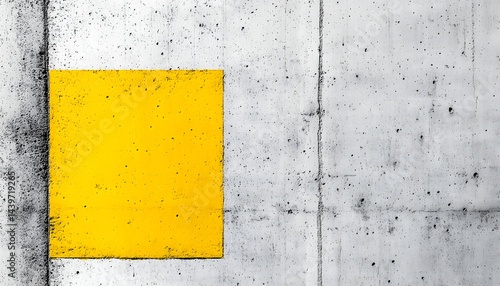 Obraz na płótnie A Bright Yellow Square Stands Out on a Concrete Wall Surface w salonie