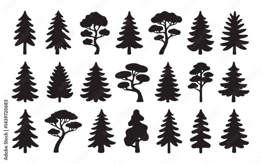 Obraz premium Set of Editable Pine Tree Icons for Nature and Environmental Designs