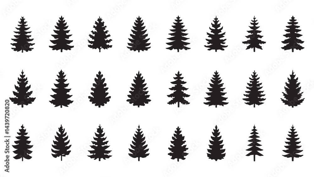 Fototapeta premium Set of Tree Silhouettes for Outdoor, Nature, and Ecological Projects
